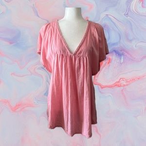 Monsoon Pink Chrochet Trim Top